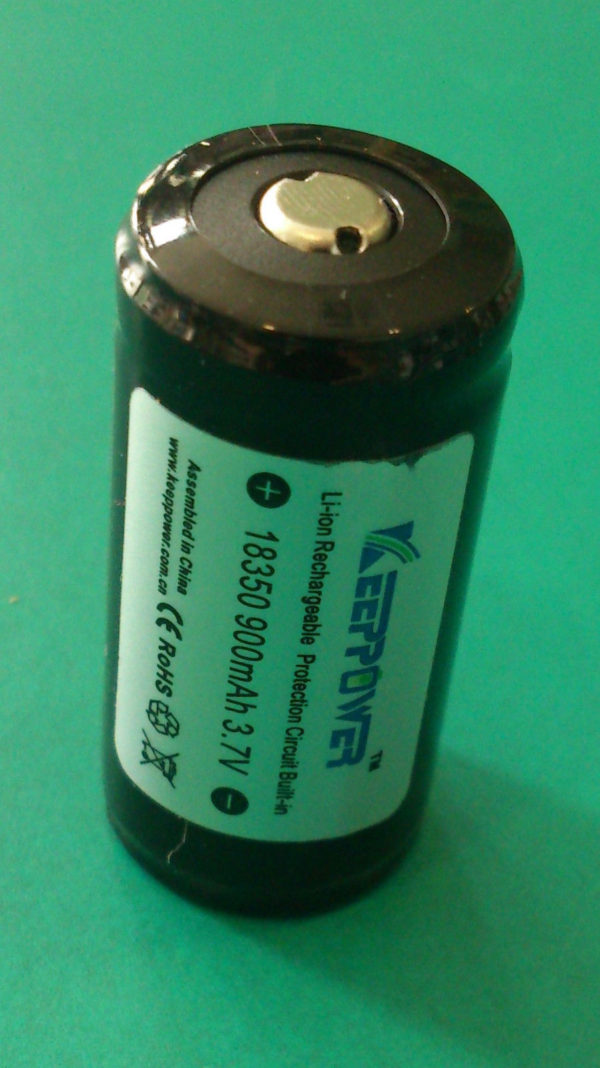 Batteria lithio ricaricabile 18350 3,7V - 800MAH lunghezza: 38 mm diametro: 18 m