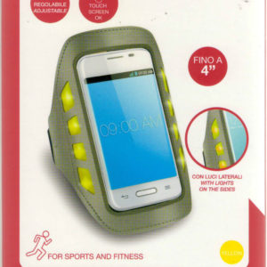 Fascia da braccio universale per smartphone fino a 4 pollici, con LED luminosi