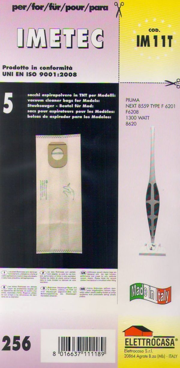 IM11T CONF 5 PZ SACCHETTO IMETEC PIUMA NEXT TYPE F 6201 1300 WATT -  8620   8559