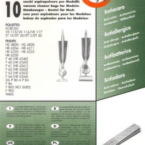 Vhbw 10x sacchetto compatibile con Vorwerk folletto VK131SC aspirapolvere -  in carta, 24,5cm x 20,5cm, marrone