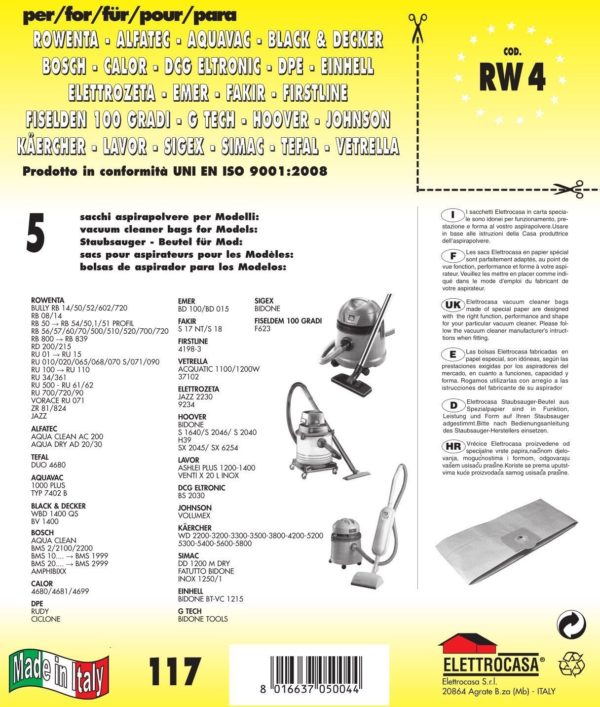 5 SACCHI BUSTE DCG ELTRONIC COMPATIBILE CON TUTTI I MODELLI INDICATI NELLA FOTO