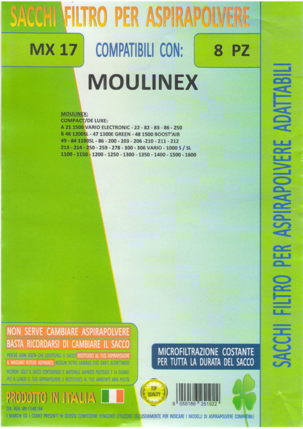 MFMX17 CONF 8 SACCHI MOULINEX COMPACT / DE LUXE VARIO ELECTRONIC 82 83 86 250