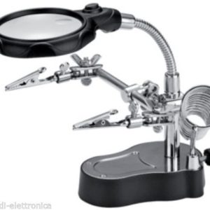 MINI LAMPADA DA TAVOLO CON LENTE DI INGRANDIMENTO E SUPPORTO MULTIFUNZIONE