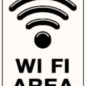 PELLICOLA ADESIVA “WI FI AREA”  DIMENSIONI:	120x180mm