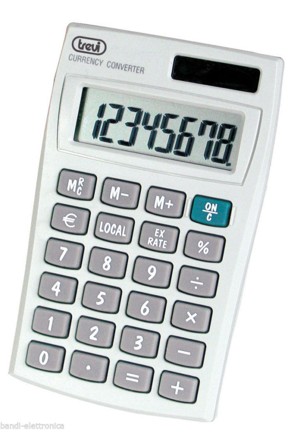 CALCOLATRICE ELETTRONICA ALIMENTAZIONE BATTERIA E SOLARE 8 CIFRE TREVI EC 3735