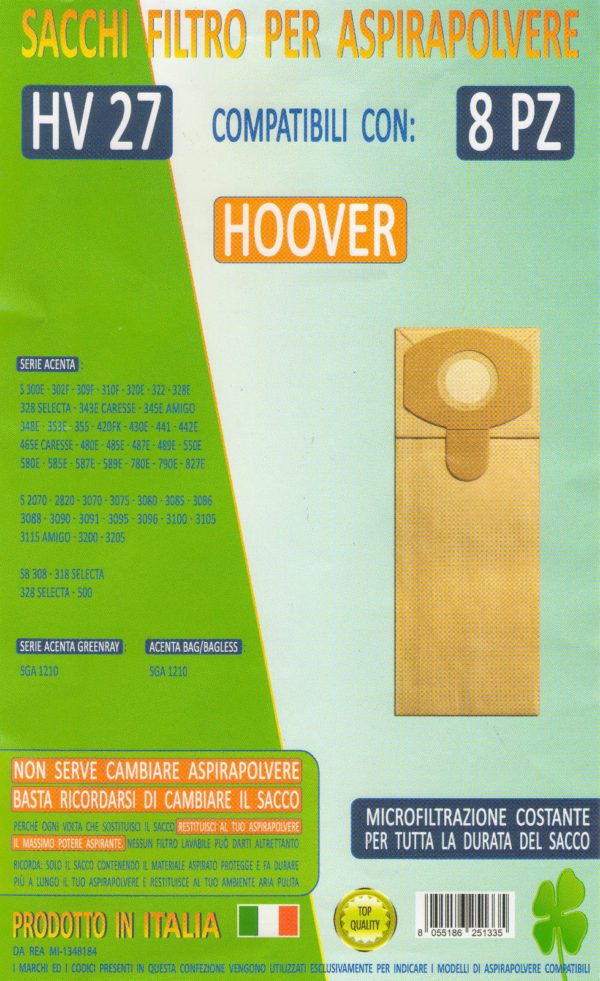 HV27 conf 8 pZ sacchetti  HOOVER : COMPATIBILE CON TUTTI I MODELLI INDICATI