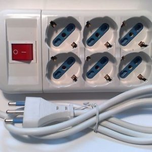 MULTIPLA 6 PRESE SCHUKO 1 SPINA 16A CON INTERRUTTORE