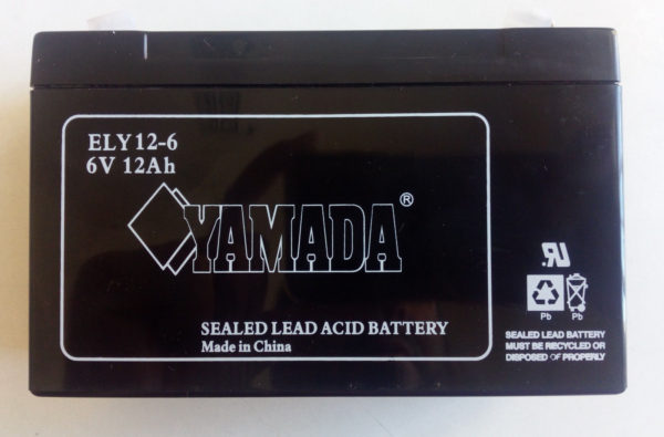 BATTERIA RICARICABILE AL PIOMBO SIGILLATA 6 VOLT 12 Ah MARCA YAMADA