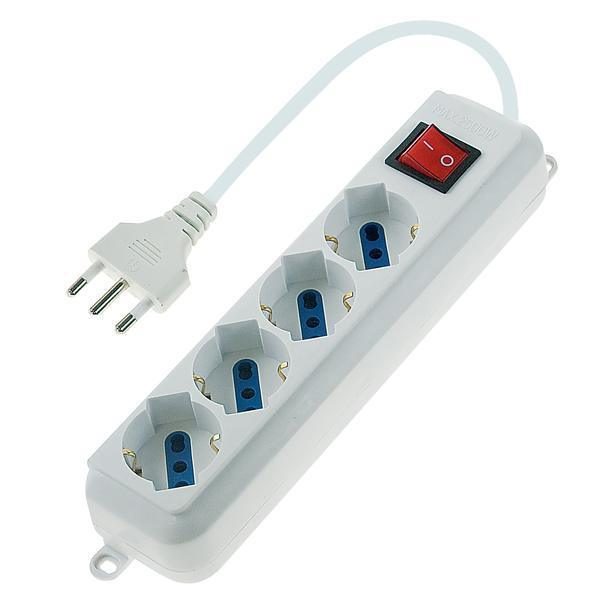 CIABATTA MULTIPRESA ELETTRICA 4 PRESE SCHUKO 1 SPINA 16A CON INTERRUTTORE