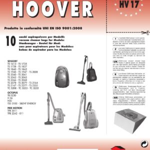 CONF. 10 SACCHI HOOVER COMPATIBILE CON TUTTI I MODELLI INDICATI NELLA FOTO