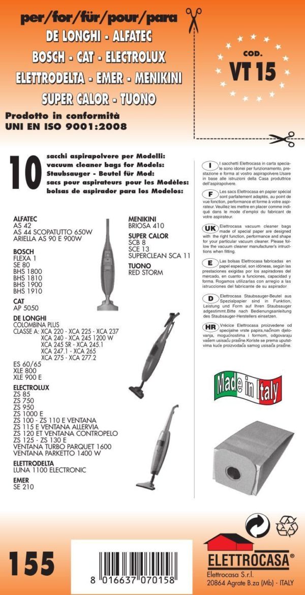 10 SACCHI BUSTE DE LONGHI COMPATIBILE CON TUTTI I MODELLI INDICATI NELLA FOTO