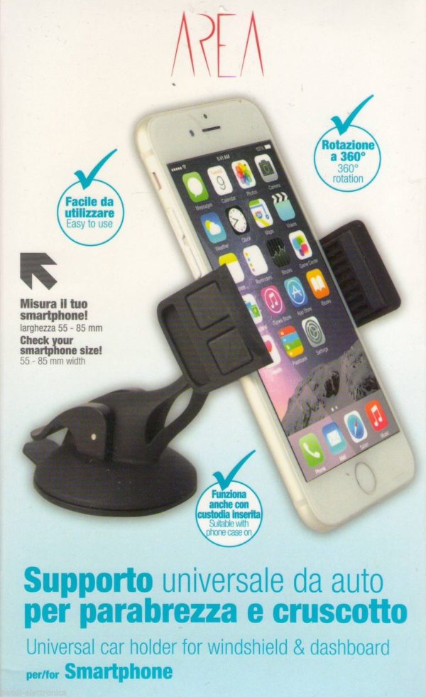 Supporto universale da auto per parabrezza e cruscotto per smartphone