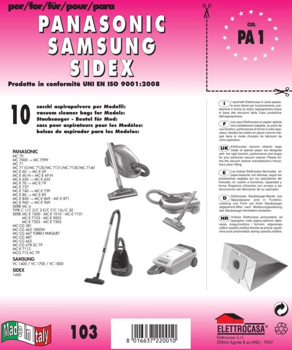 CONF.10PZ SACCHI SAMSUNG COMPATIBILE CON TUTTI I MODELLI INDICATI NELLA FOTO