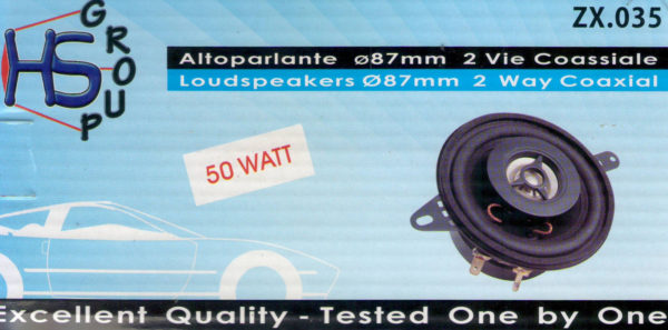 Coppia altoparlanti - casse per Fiat Punto 98 anteriori 50 WATT 87 mm
