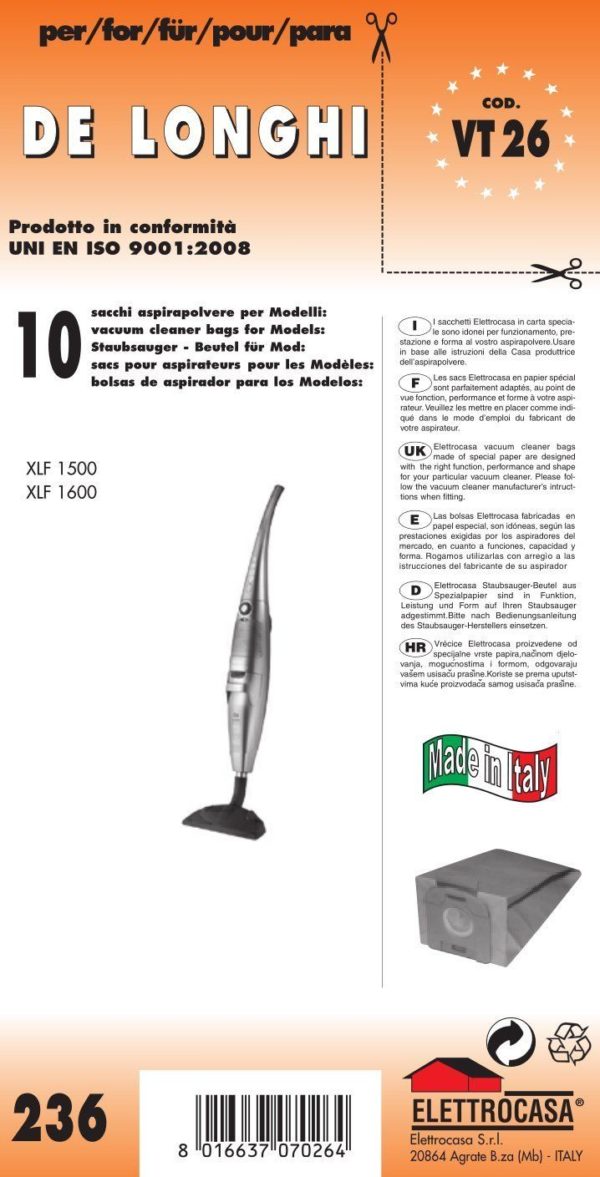 10 SACCHETTI DE LONGHI COMPATIBILE CON TUTTI I MODELLI INDICATI NELLA FOTO