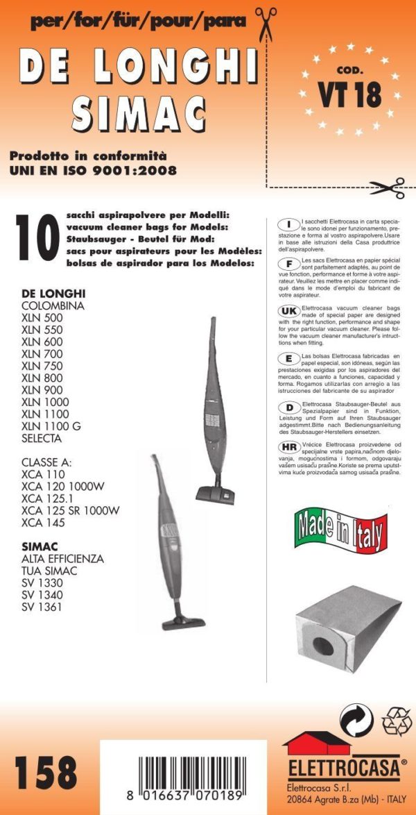 10PZ SACCHETTO SIMAC COMPATIBILE CON TUTTI I MODELLI INDICATI NELLA FOTO