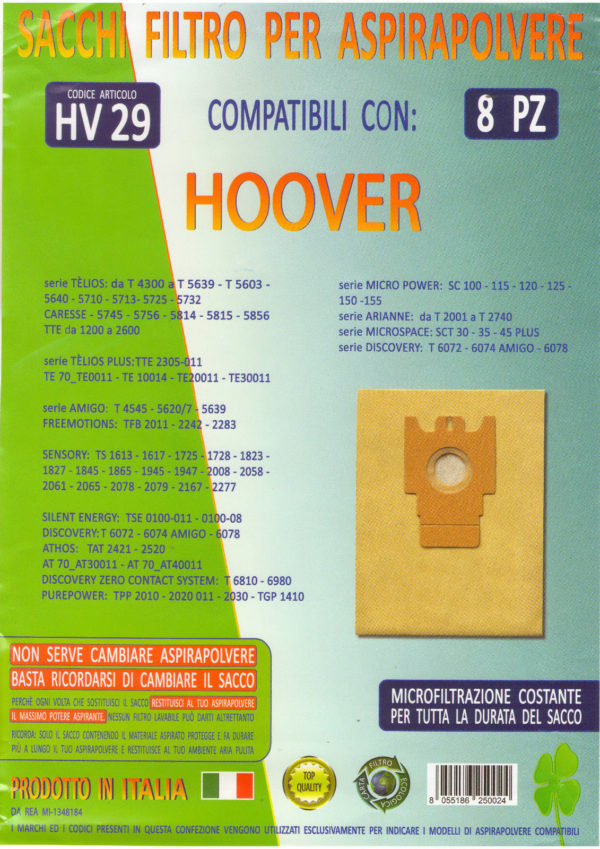 MFHV29 - 8 SACCHI BUSTE HOOVER DISCOVERY T 6072 6074 AMIGO 6078 T 5620
