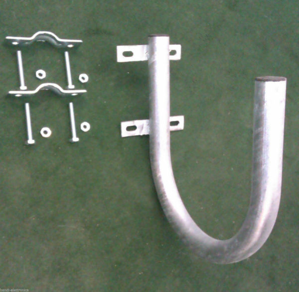 SUPPORTO STAFFA  CURVA DA MURO / PALO PER ANTENNA TV SAT PARABOLA  + ACCESORI