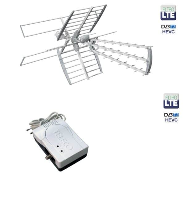 Kit antenna digitale terrestre antenna + centralino per DVB T2 Teleco